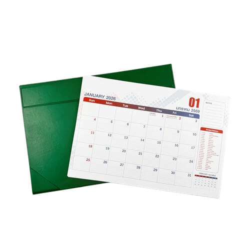 ชุดปฏิทินปี 2569 + แผ่นหนังรองเขียน SCP PACKING สีเขียว